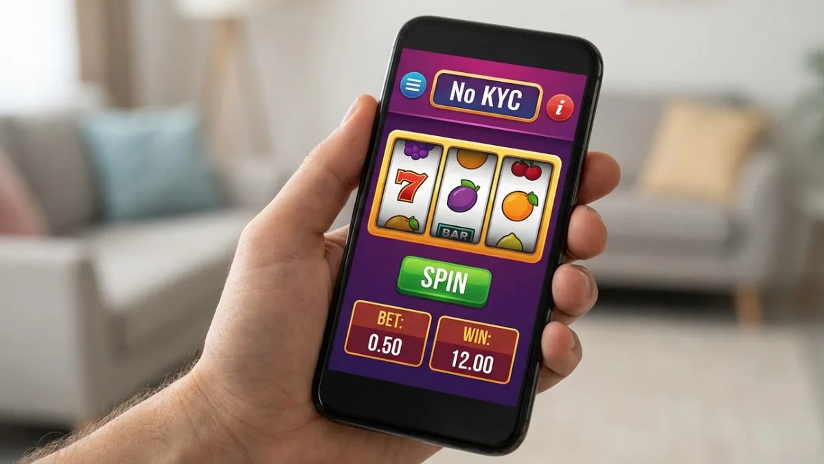 No KYC casino on a phone – a pokie game with a No KYC label